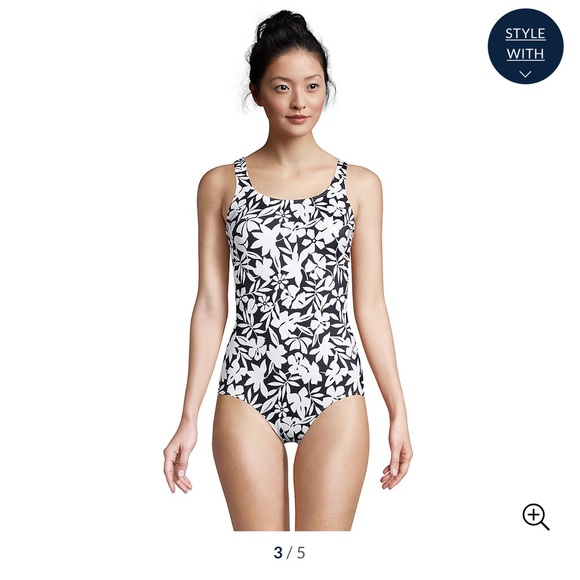 Full coverage one piece swim suit, lands end tugless - Picture 2 of 8